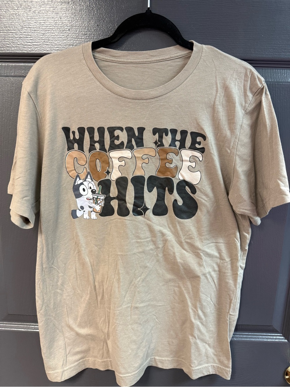 When the Coffee Hits Bluey Graphic Short Sleeve Tee